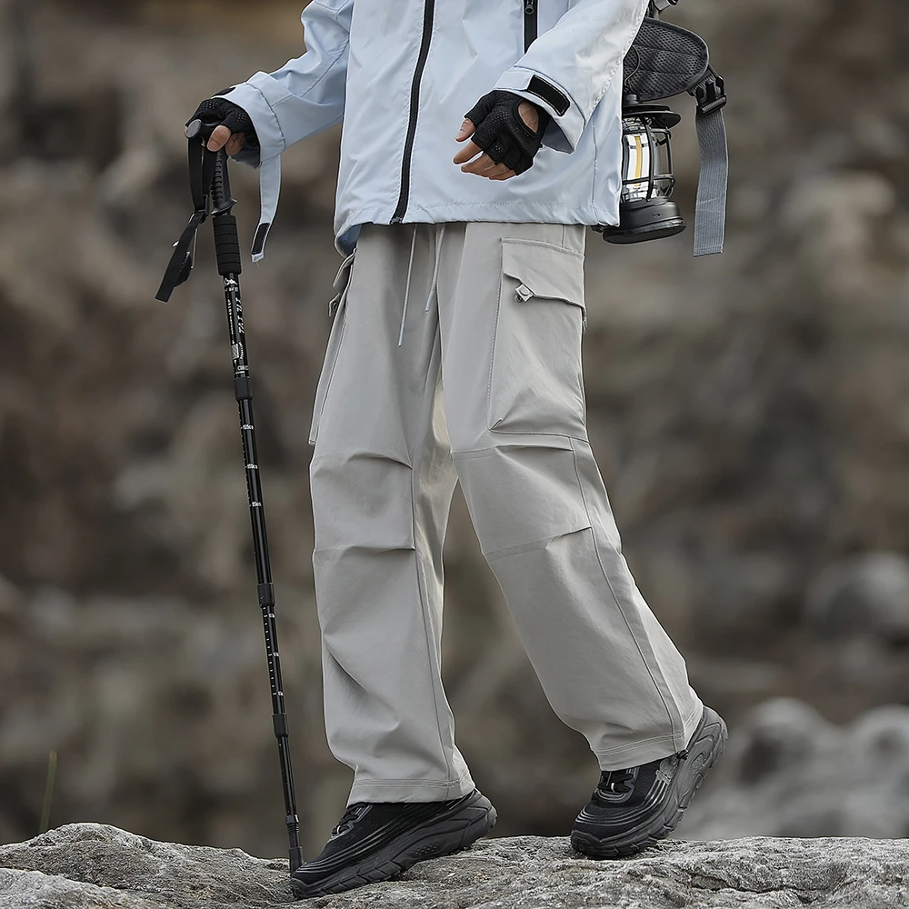 灰【户外山系】2024秋冬工装大口袋三防直筒宽松工装伞兵裤21068