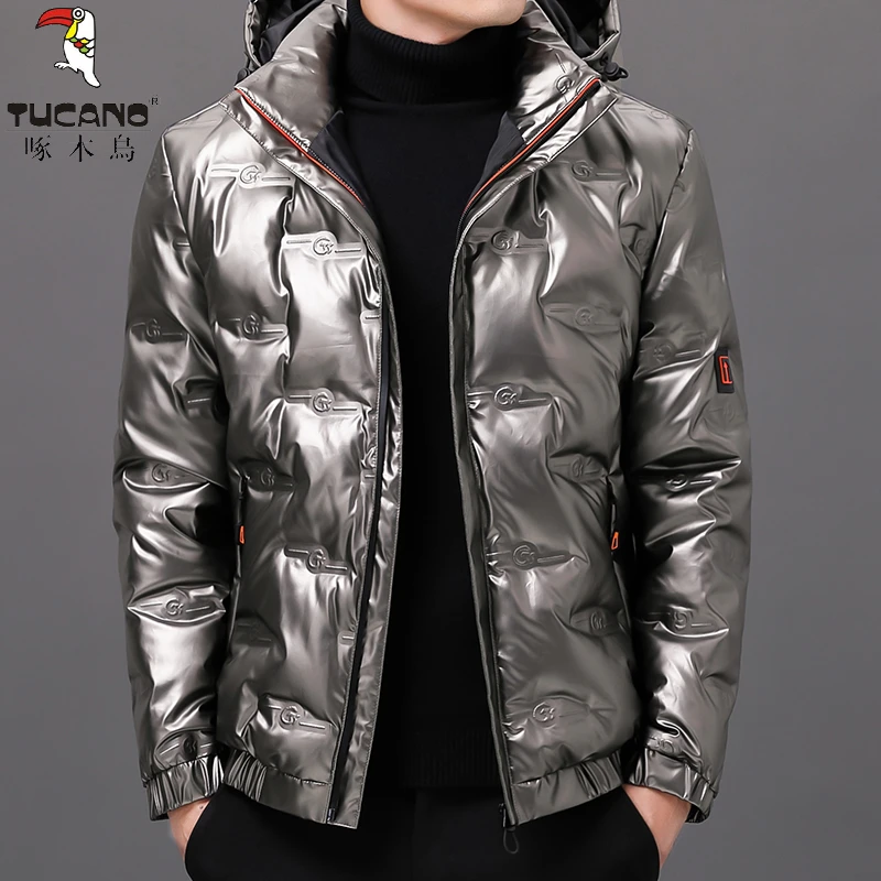 啄木鸟加厚羽绒服男士新款秋冬季亮面品牌嘉兴冬装轻薄短款外套