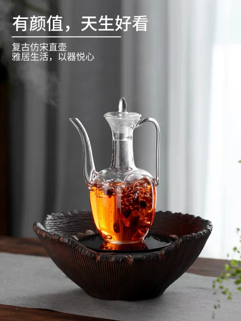 贵妃壶水晶茶壶茶具复古好看家用大号大容量日式煮茶器耐热加厚