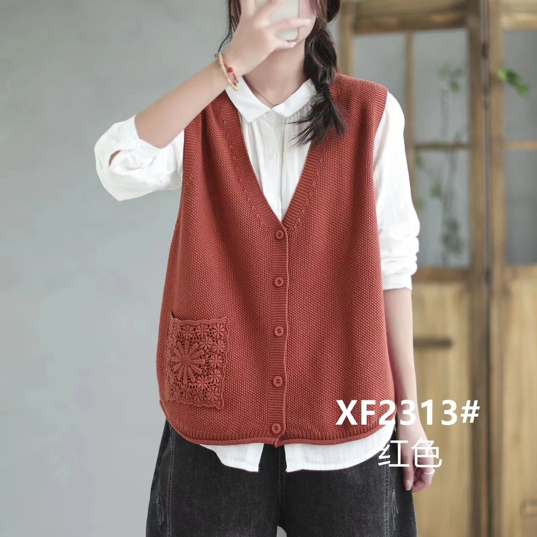 秋季新款休闲复古宽松坎肩马甲百搭女士开衫外套