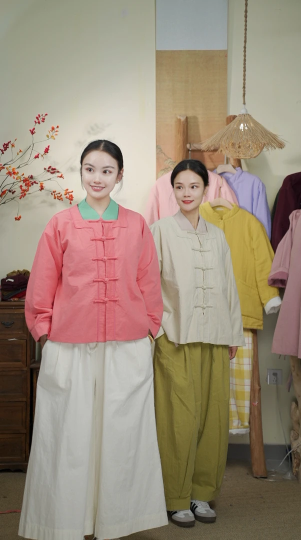 七初的布衣 12支双层方领对襟外套