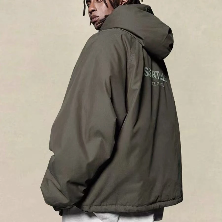【SS23】Fullzip Jacket 纯色Logo拉链连帽休闲夹克棉服
