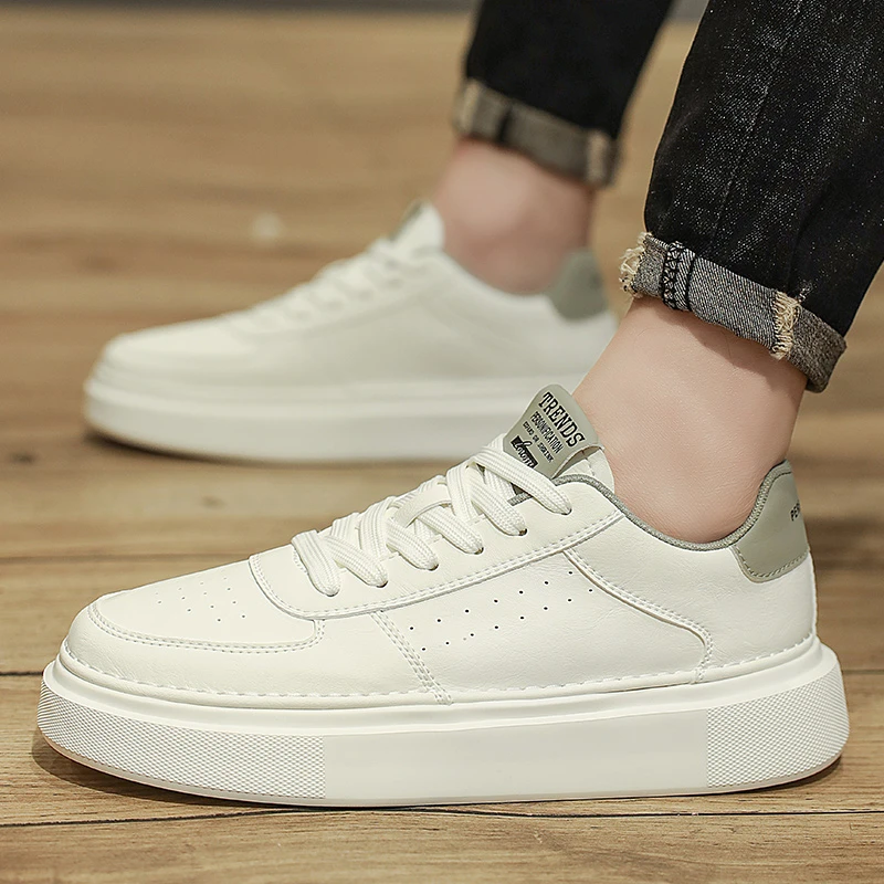 正品高端2024男鞋透气板鞋子男款小白鞋百搭增高运动休闲鞋跑步鞋