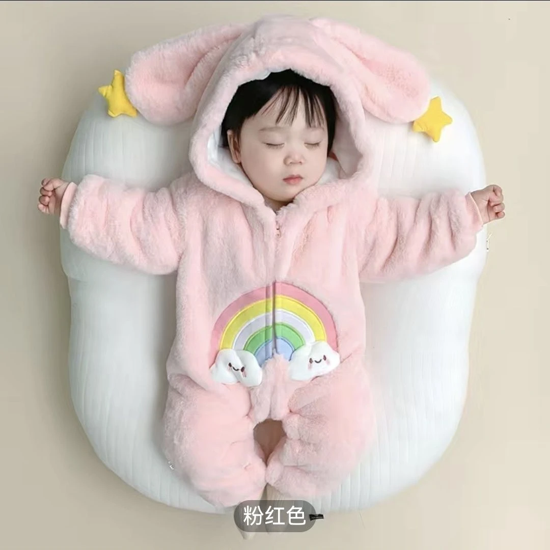 网红新生婴儿冬装连体衣加厚外出抱衣可爱超萌男女宝宝冬季衣服