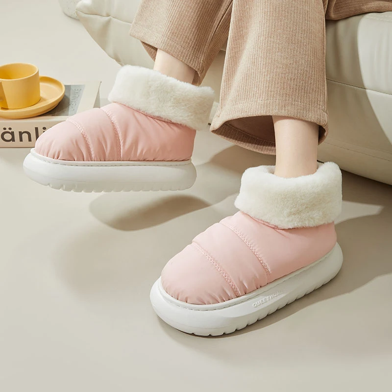 【白鸭绒乳胶棉拖】冬新款高级加厚踩屎感雪地靴