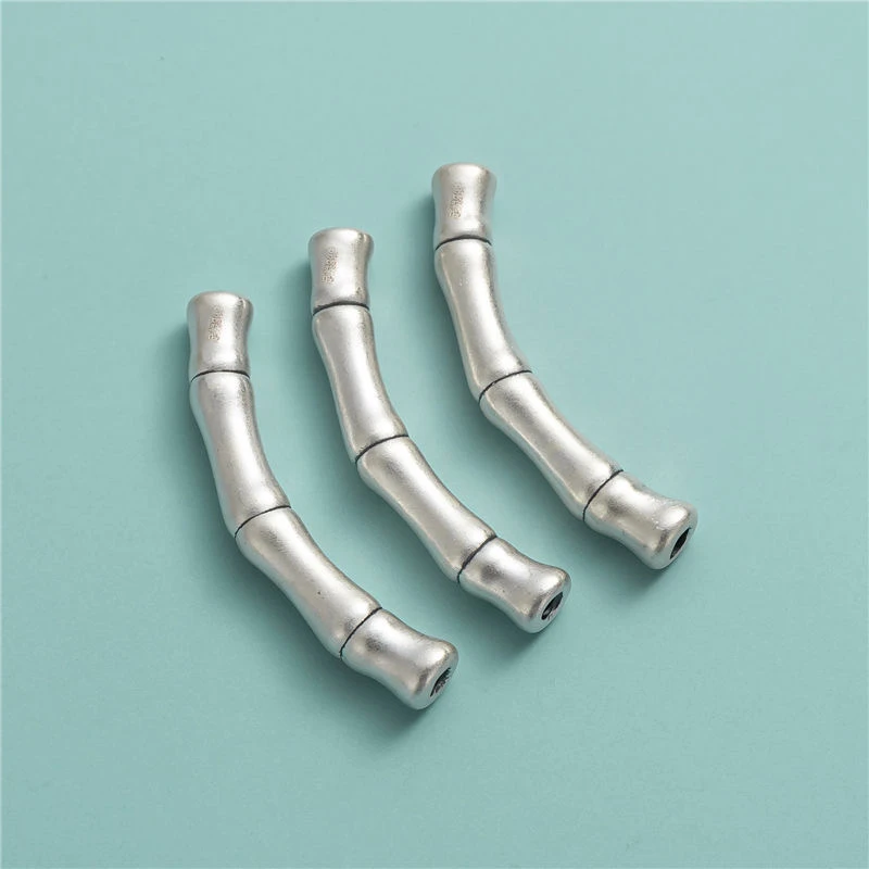 足银银制品 999足银管节节高竹子配饰复古3D银手链材料百搭简约