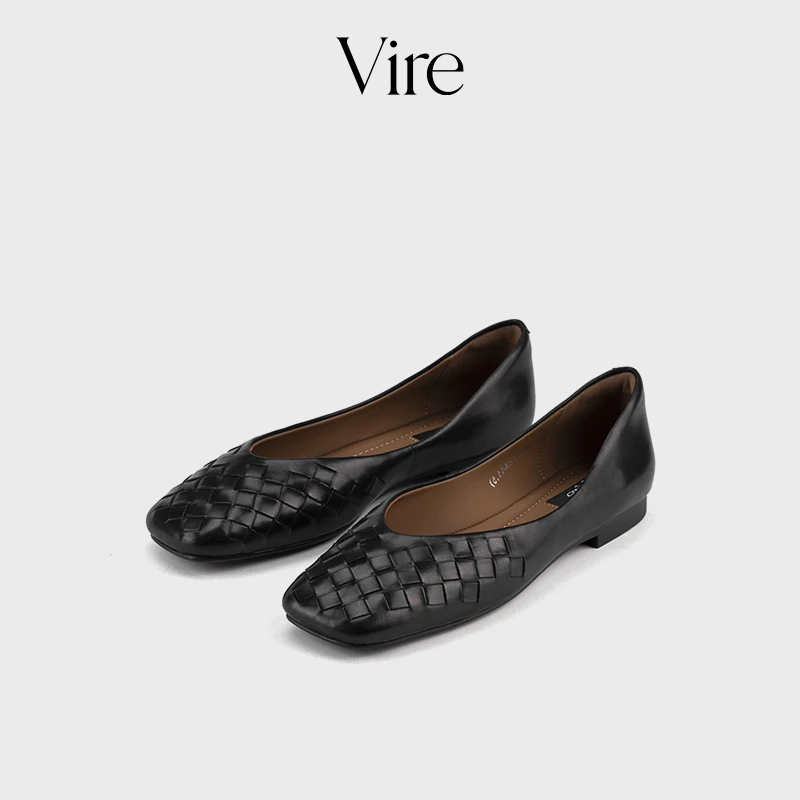 VIRE/11832新款法式编织鞋头低跟单鞋