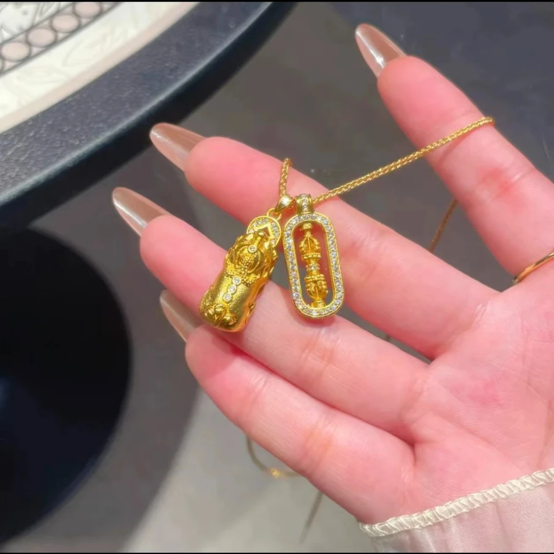 铜合金项链 韦雪同款 貔貅金刚杵项链肖邦链