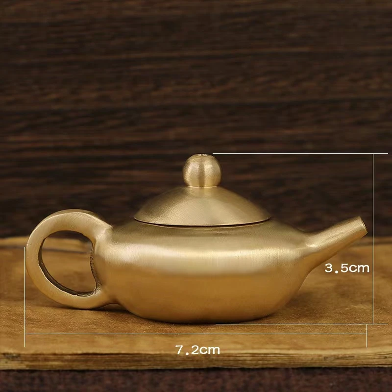 把把壶迷你小茶壶手工新中式把件纯黄铜摆件铜工艺品茶宠小铜器
