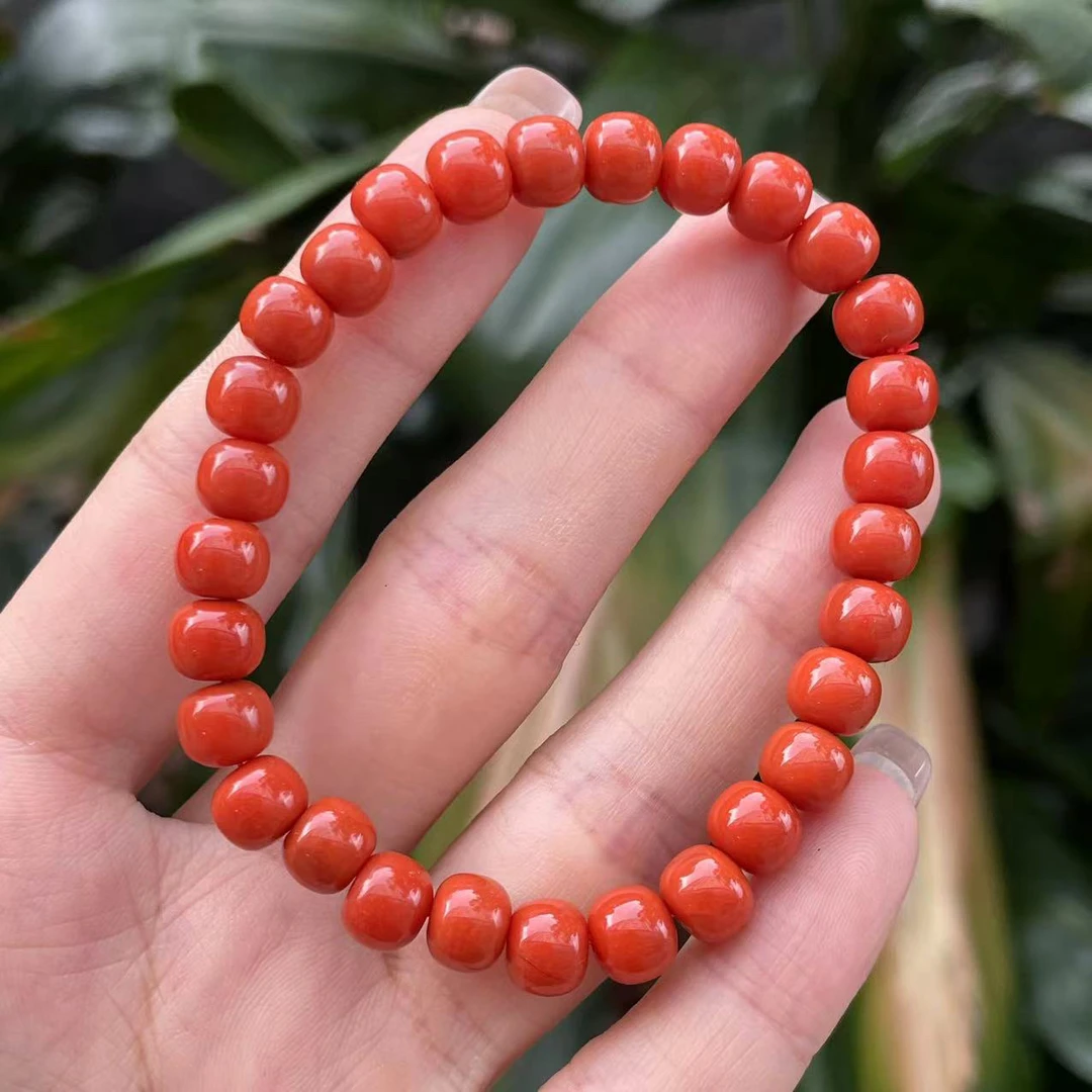 满肉柿子红老型手串