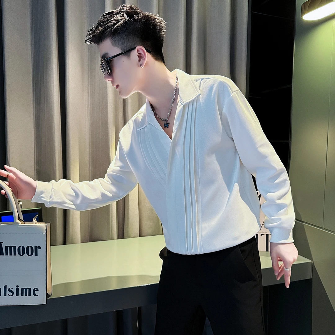 设计感翻领卫衣男士网红新款潮牌痞帅休闲男装上衣春秋季痞帅外套