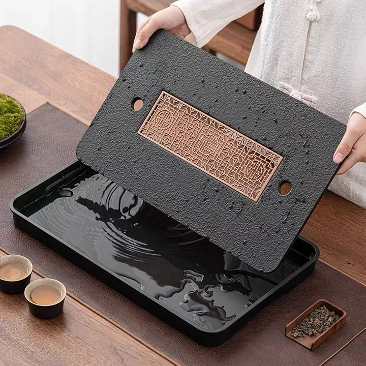 家用茶盘简约中式茶台储水式长方形蓄水泡台茶道