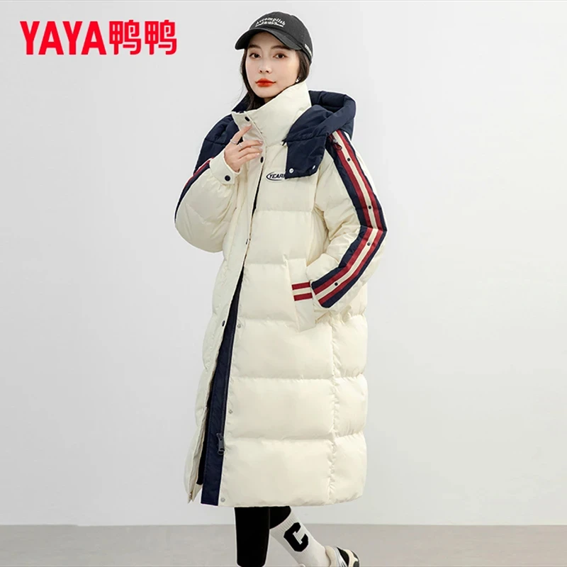 【YAYA鸭鸭】女士休闲长款羽绒服时尚宽松保暖连帽外套YE3B612401D