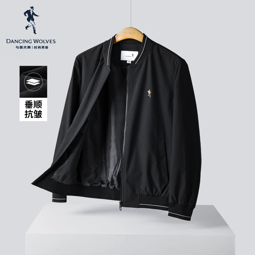 【时尚百搭】与狼共舞新25秋冬款夹克男士爆款棒球外套休闲男外套