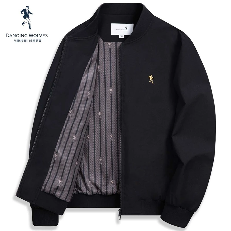 【背身刺绣】与狼共舞棒球领夹克男士2023春季新款时尚休闲百搭春秋