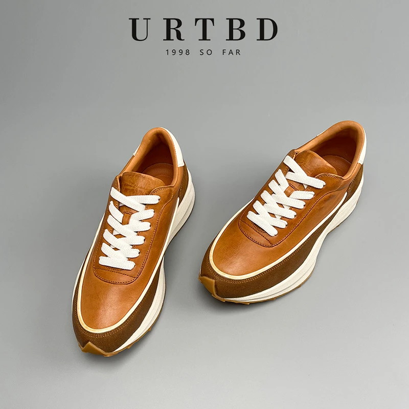 爆款断码捡漏欧洲站广州手工休闲鞋男真皮新款运动鞋透气男鞋厚底