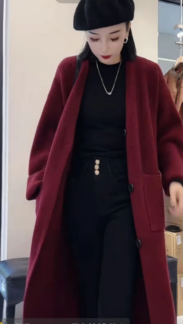 8809品质氛围感V领针织大开衫