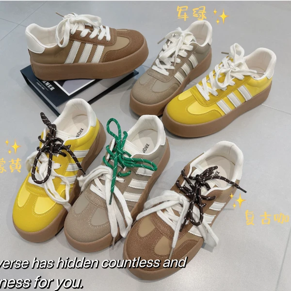 XIAONIZI舒适百搭糖果色德训小白鞋休闲运动小众复古多巴胺36