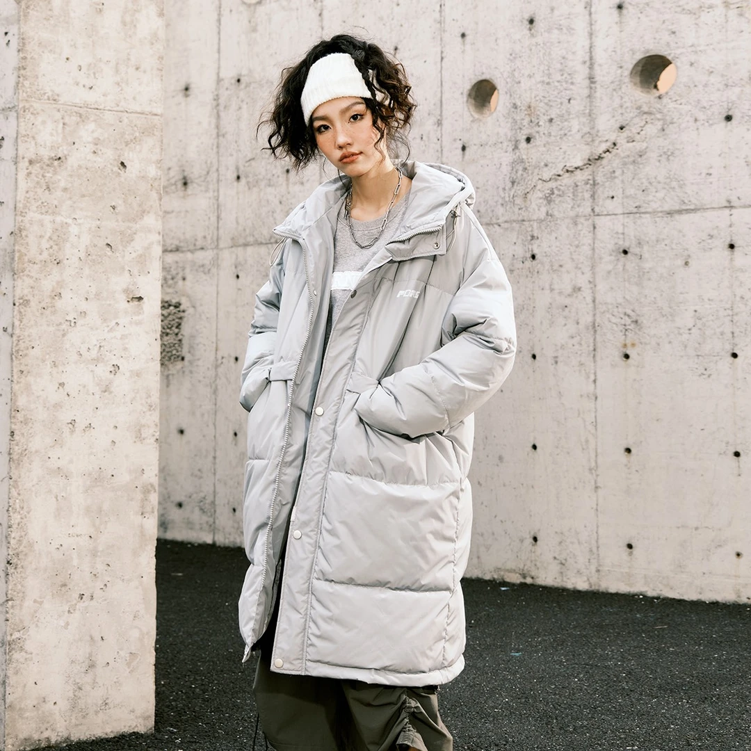 FORNINES国潮中长款加厚连帽棉衣男女棉袄冬季保暖防寒服情侣外套