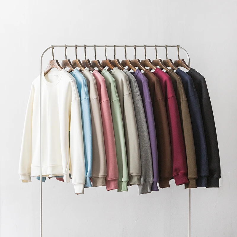 FORNINES秋冬加绒重磅460g纯色套头卫衣男女宽松休闲百搭纯色上衣
