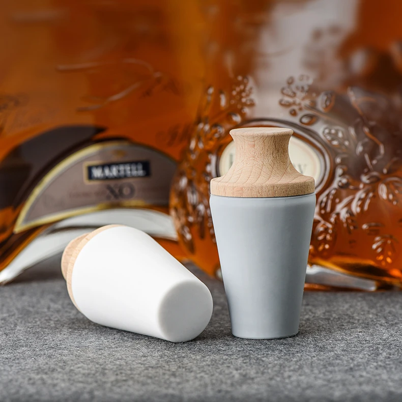 洋酒瓶陶瓷实木硅胶保鲜封口白酒榉木玻璃密封瓶塞木塞酒瓶塞存酒