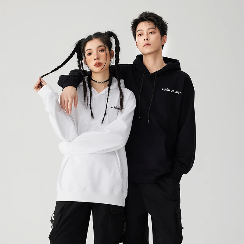 A RUN OF LUCK春秋季长袖卫衣男女情侣美式嘻哈LOGO字母休闲上衣