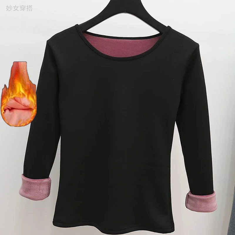 银狐绒保暖内衣女加绒加厚修身单件上衣秋衣内搭新款打底衫约bs经