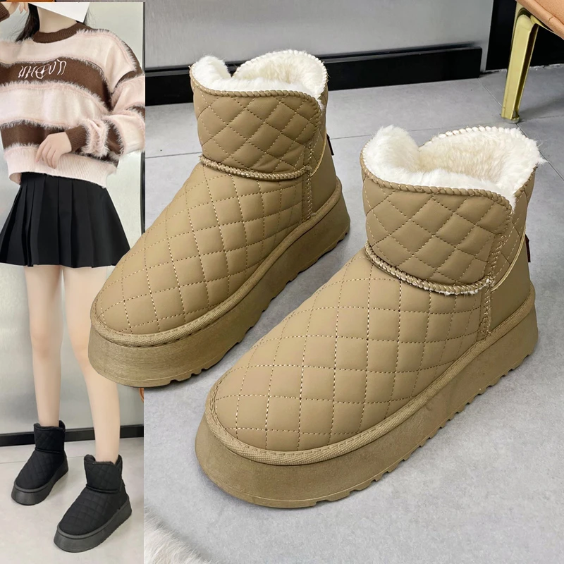 加绒加厚雪地靴女短靴2025冬季新款平底棉鞋保暖鞋女鞋皮毛一体秋