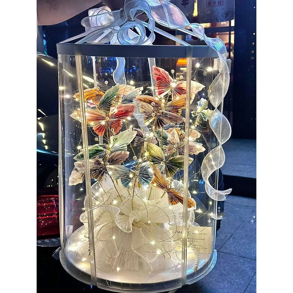 网红手工diy蝴蝶有钱花束材料包装创意礼盒生日礼物送女友礼盒