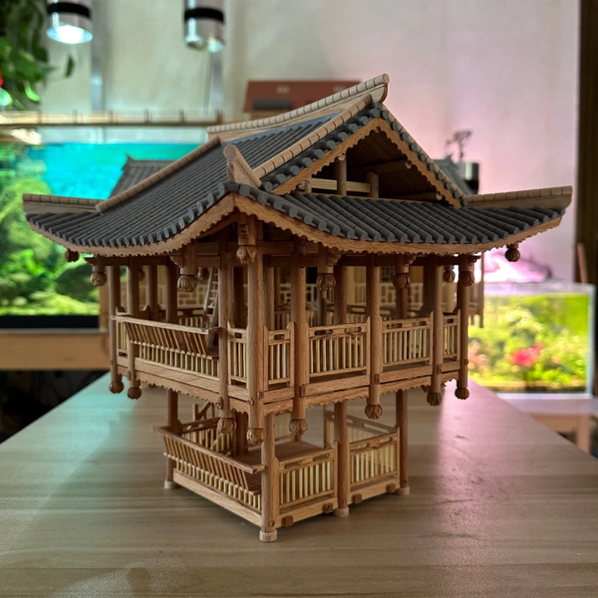 DIY小木屋，35比一鱼缸场景造景松木条圆木棒