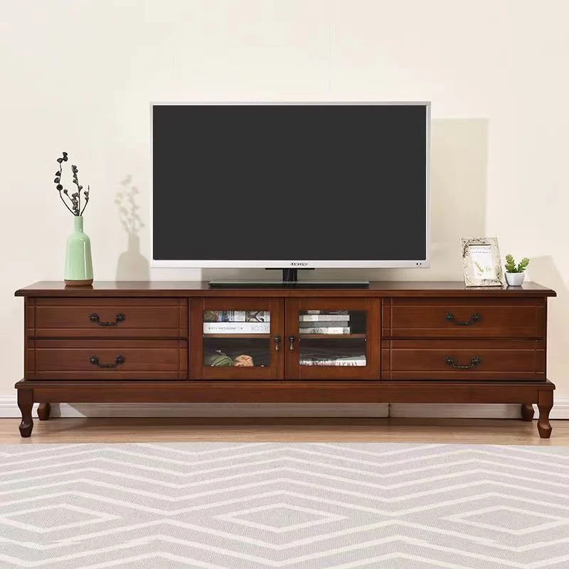 中式欧式全实木电视柜客厅田园美式环保简约实木电视柜包邮到家