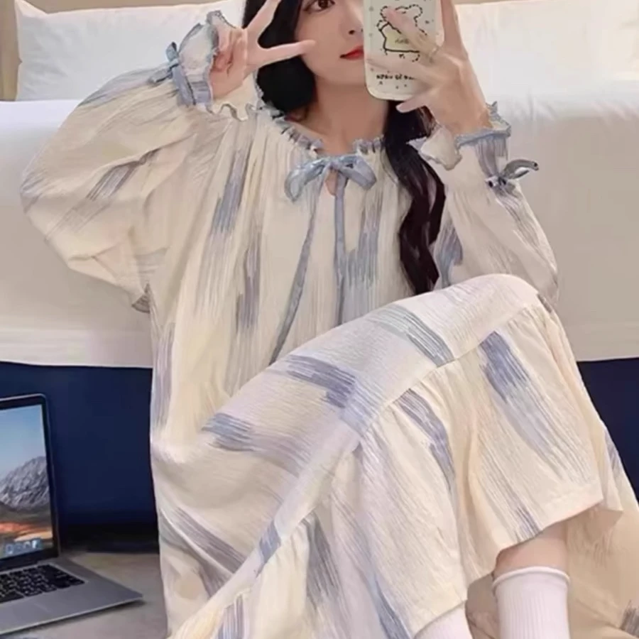 9睡衣女春秋款睡裙带胸垫均码可外穿挺美可爱公主爆款新款家居服