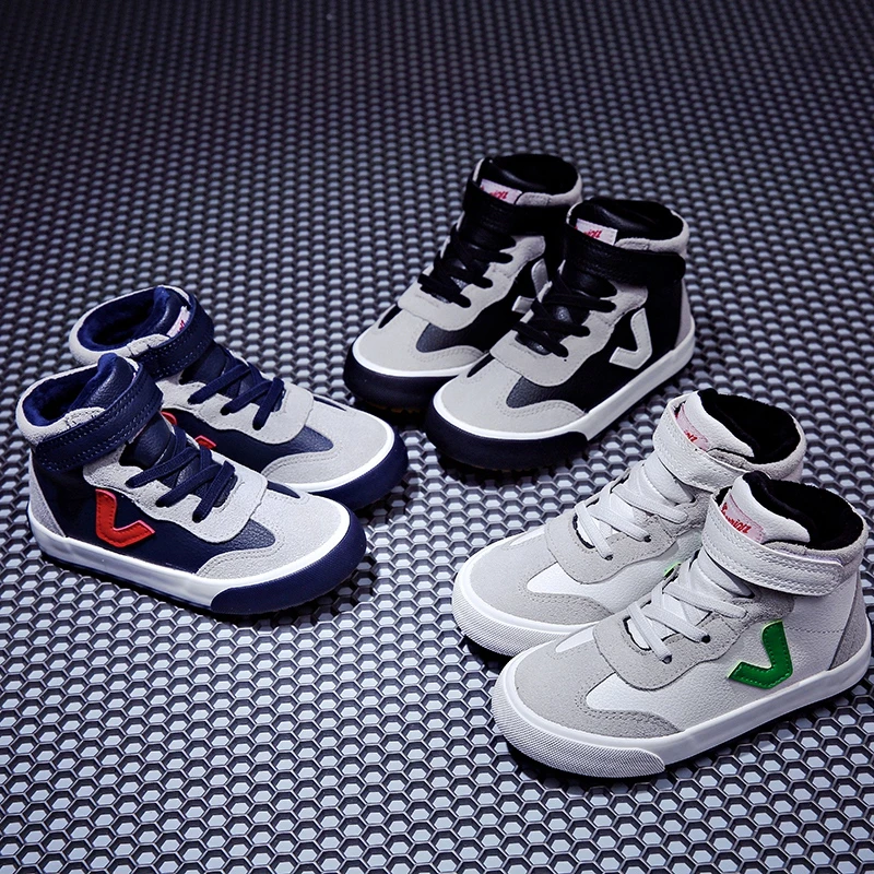 Warrior/回力2024年冬季新款儿童高帮皮面宝宝鞋加绒二棉鞋171857