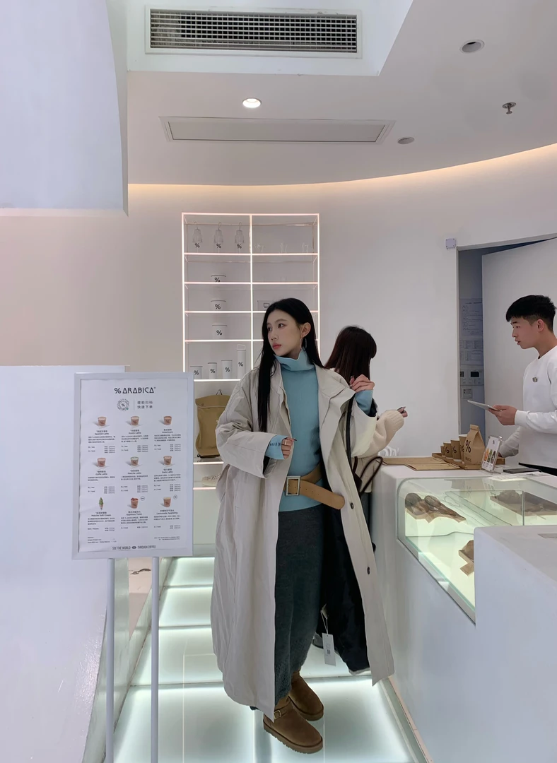 清清款/70不是七十【浮岛冰川】秋冬翻领插肩袖风衣型长款裥棉棉服