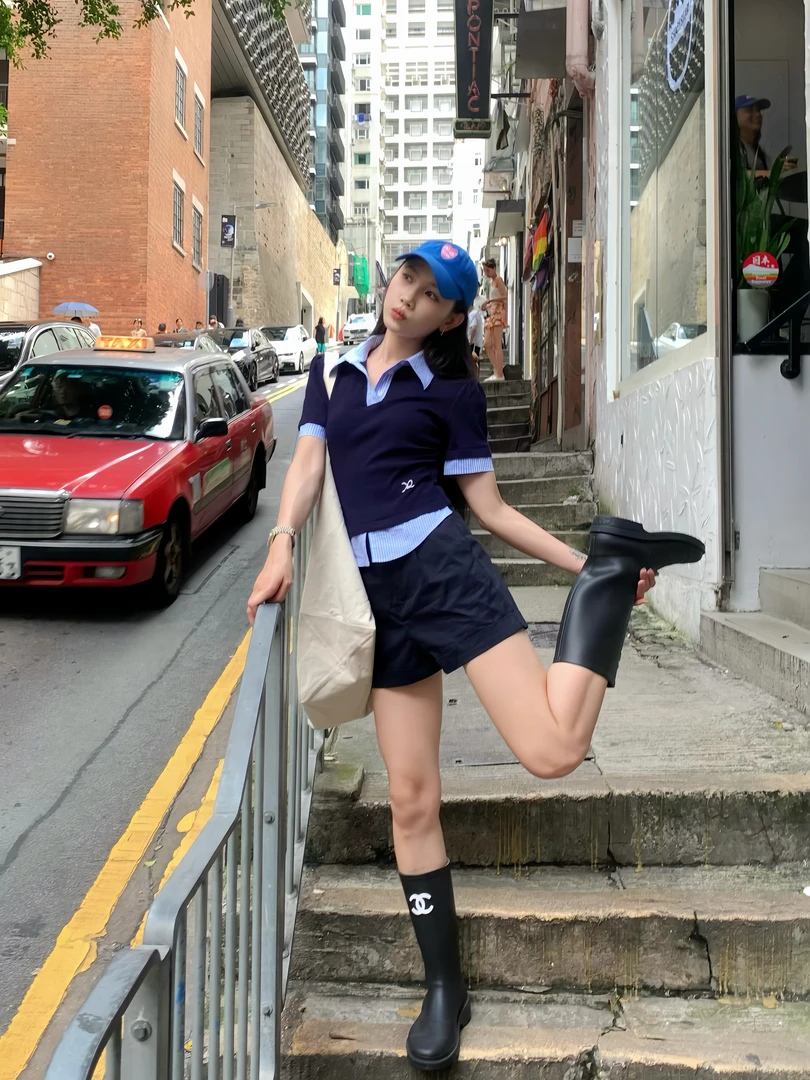 70不是七十【夜色卡罗琳】夏季斜纹梭织斜插袋通勤翻脚边休闲短裤