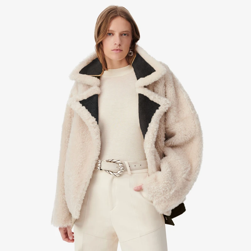 IRO Night 毛绒皮毛一体皮草外套翻领羊羔绒法式轻奢冬季新款