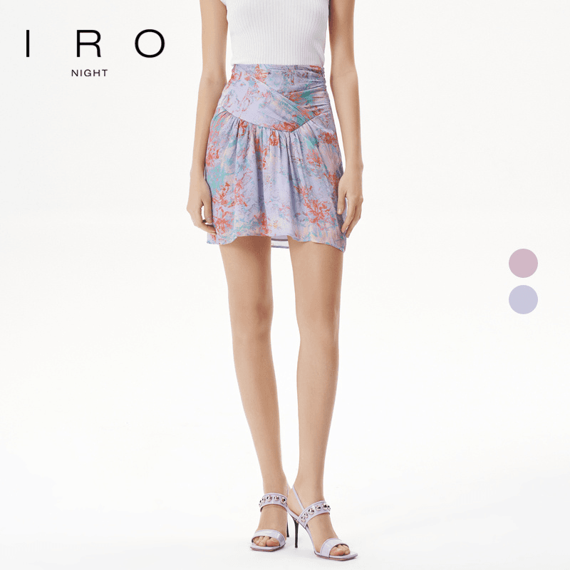 IRO Night 短裙压褶半身裙法式浪漫印花24夏季新款