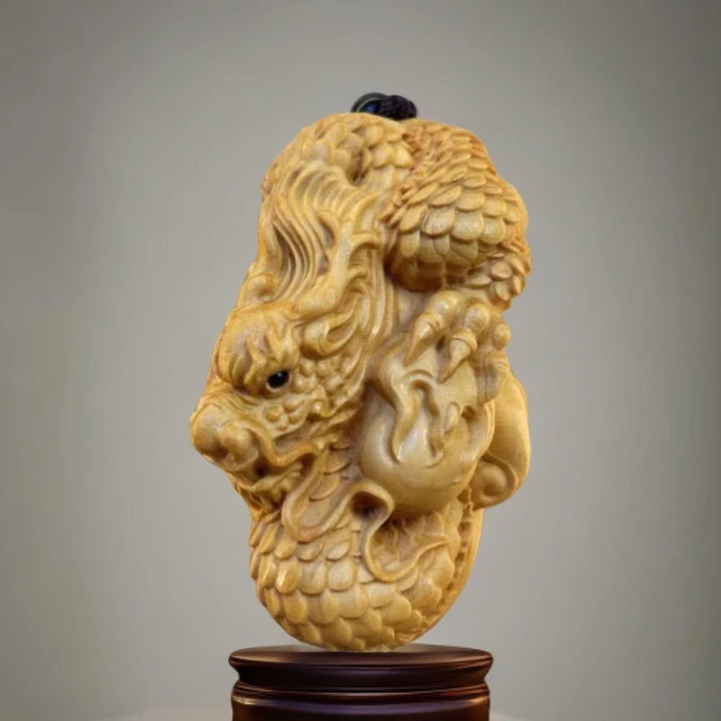 黄杨木雕刻十二生肖神龙文玩手把件汽车挂件男士随身吉祥挂饰摆件