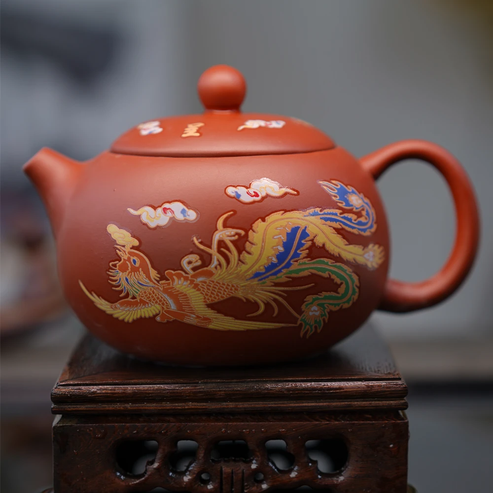 龙凤变色西施凤鸣壶加热水可变色的龙凤呈祥泡茶壶可发凤鸣声龙年