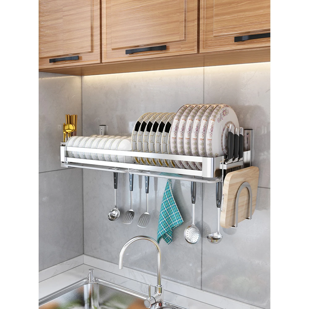 304不锈钢沥水碗架厨房水槽置物架壁挂式放碗筷洗碗池碗碟收纳架