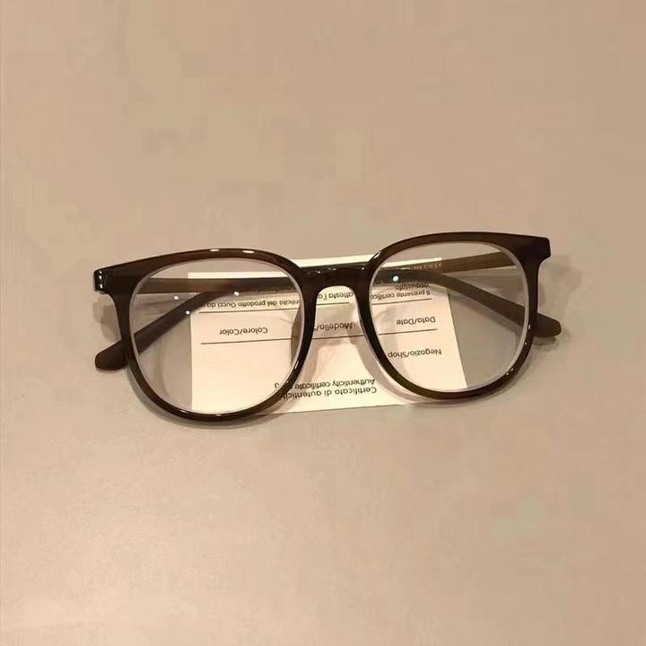 HK温柔冷茶色！小众圆框防蓝光近视眼镜素颜无度数可配平光镜网红