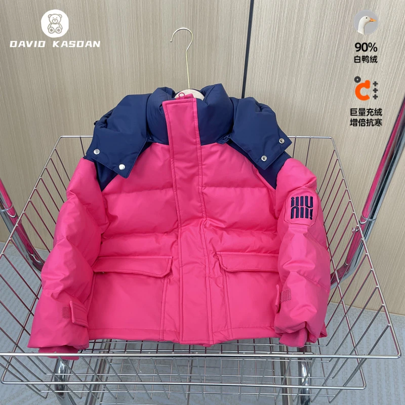儿童羽绒服工装韩版时尚百搭女童男童冬季加厚23新款宽松羽绒外套