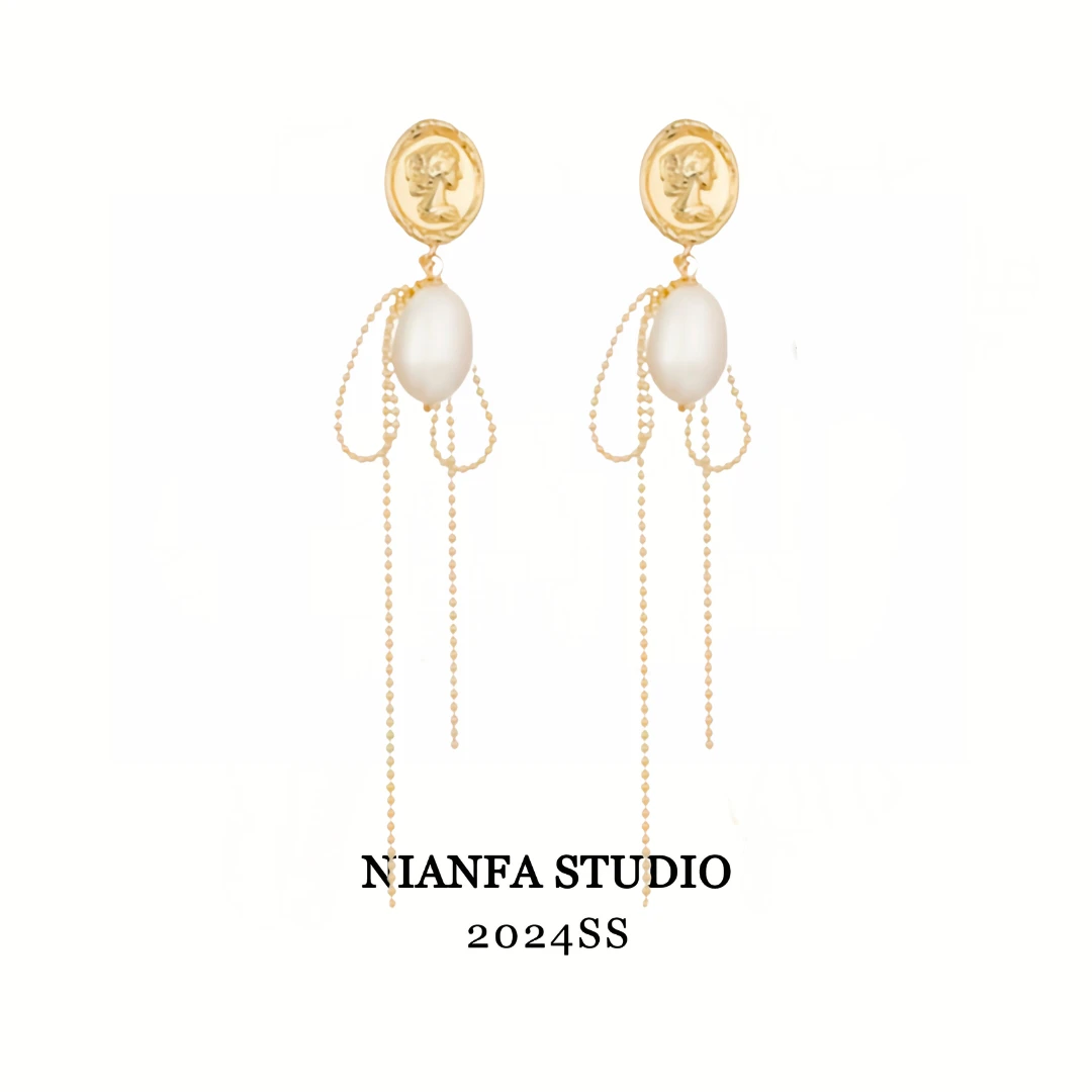 【珍珠蝴蝶流苏】气质珍珠流苏耳饰蝴蝶结法式复古时尚