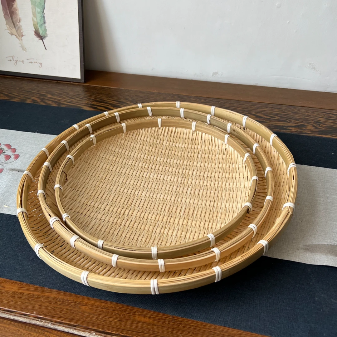 竹编圆晒盘30/35/42三个装手工