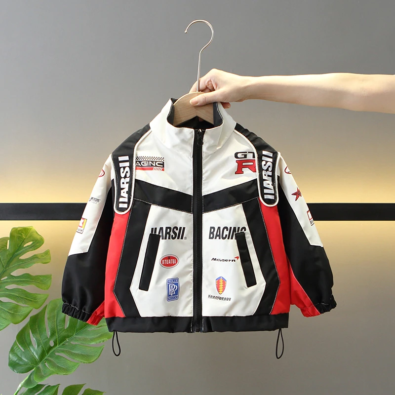 男童春秋季机车服外套男孩帅气时髦炸街上衣儿童酷帅秋装夹克衣服