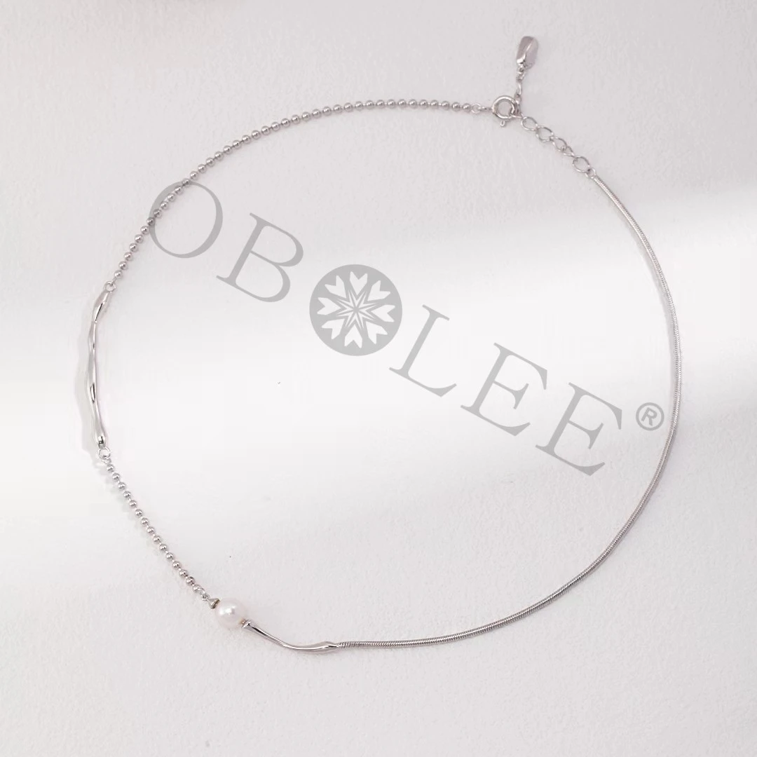 坠链均925银 925纯银淡水天然珠项链气质时尚百搭简约素款轻奢