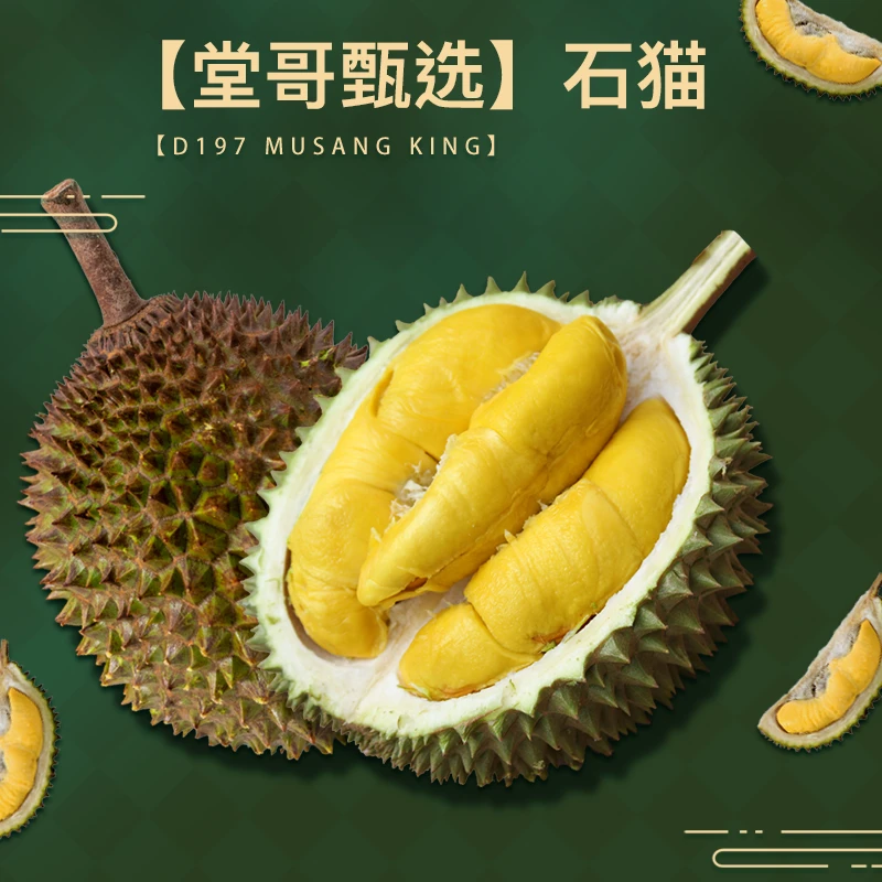 堂哥甄选【石猫】单颗装 马来西亚进口D197猫山王榴莲整果液氮冷冻4
