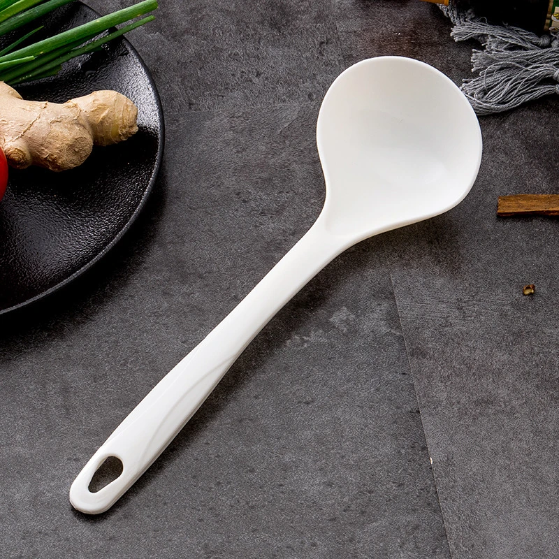 创意家用餐厅厨房长柄大号塑料PP汤勺调羹勺子粥勺厨具 纯白汤匙