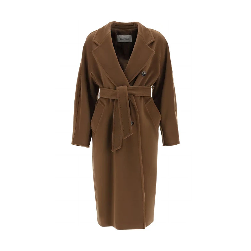 【预售】intrend羊毛翻领腰带款烟草色气质女士大衣3014363006095