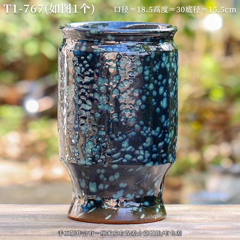 T1-767复古手工粗陶高筒盆陶罐三角梅老桩花盆家用绿植月季盆